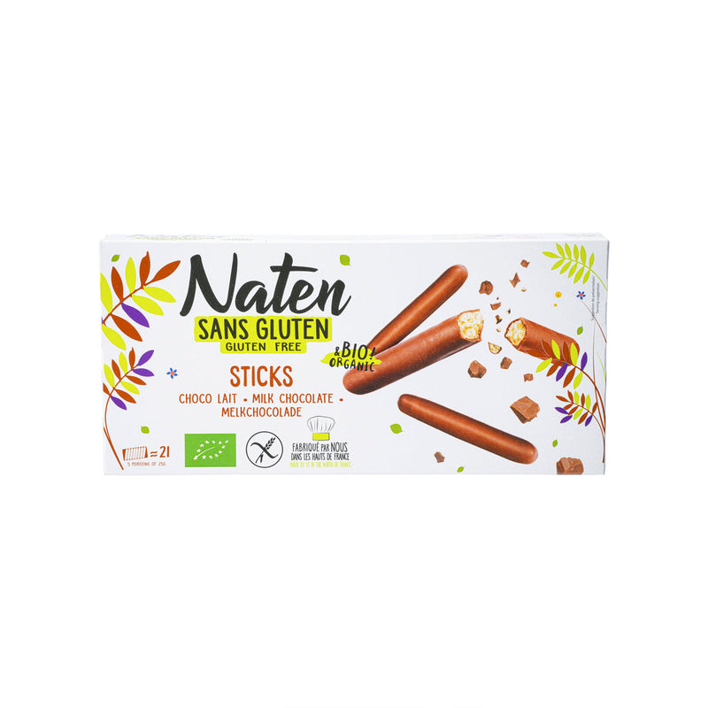 NATEN Organic Gluten-Free Milk Chocolate Biscuit Sticks  (130g)