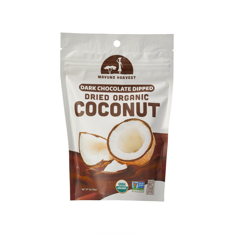 MAVUNO HARVEST Organic Dark Chocolate Dipped - Coconut  (84g)