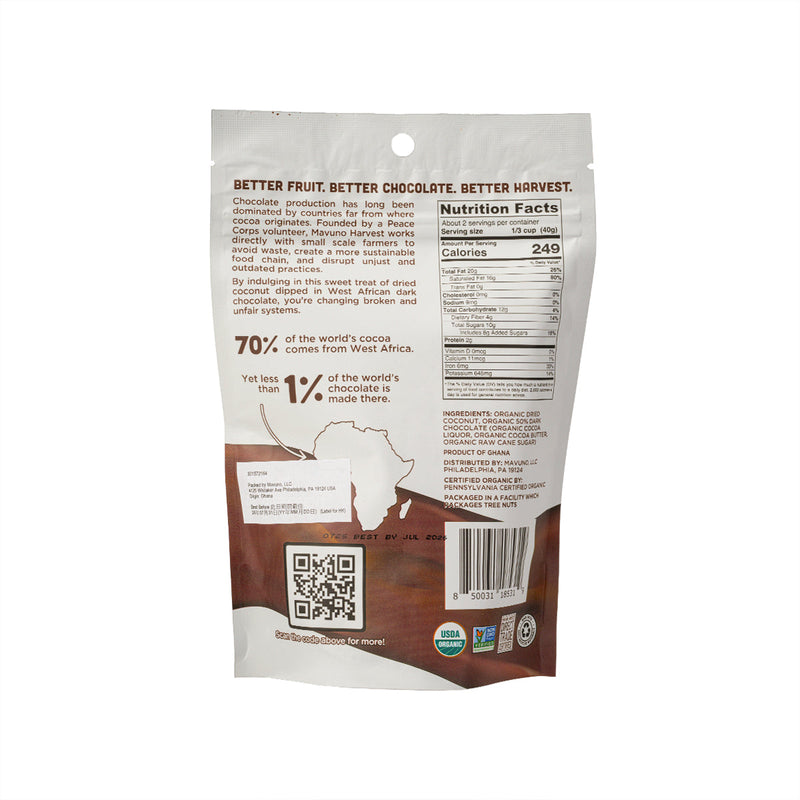 MAVUNO HARVEST Organic Dark Chocolate Dipped - Coconut  (84g)