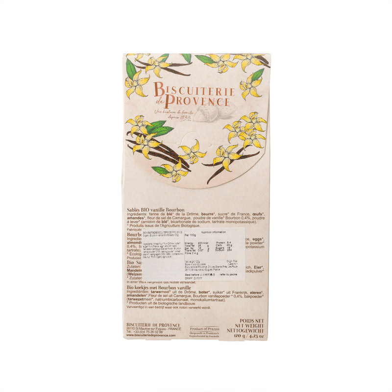BISCUITERIE DE PROVENCE Organic Bourbon Vanilla Shortbreads  (120g)