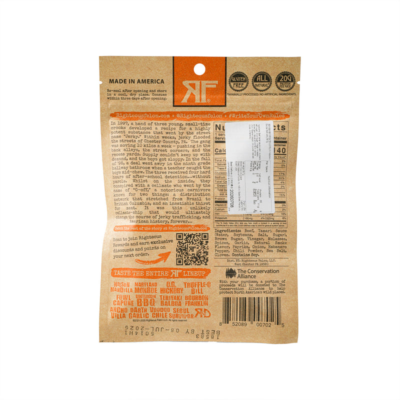 RIGHTEOUS FELON Habanero Escobar Beef Jerky  (56.7g)