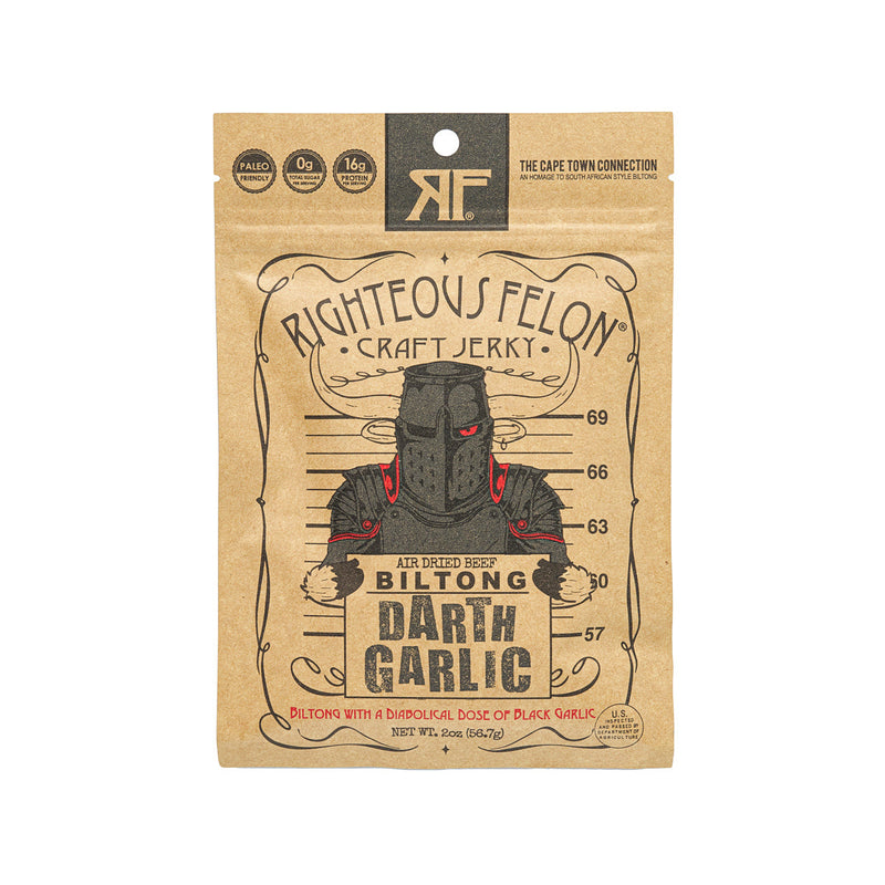 RIGHTEOUS FELON Darth Garlic Black Garlic Air Dried Beef Biltong  (56.7g)
