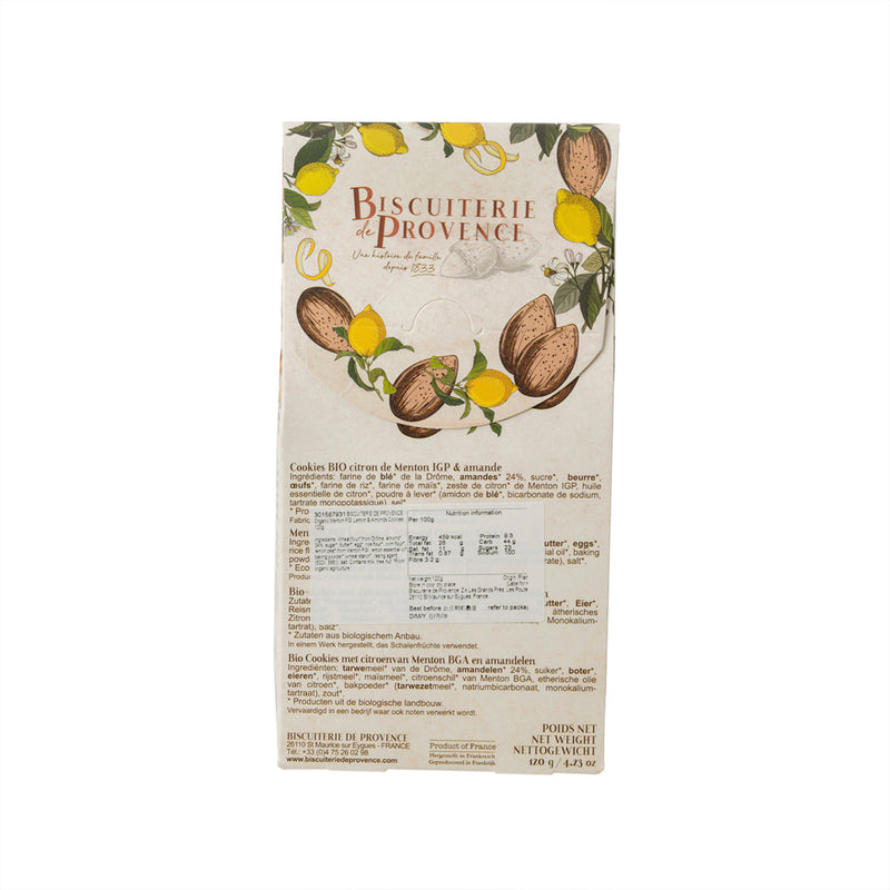 BISCUITERIE DE PROVENCE Organic Menton PGI Lemon & Almonds Cookies  (120g)
