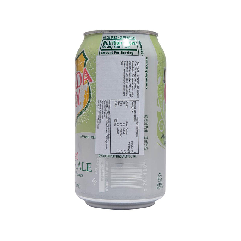 CANADA DRY Caffeine Free Zero Sugar Ginger Ale  (355mL)