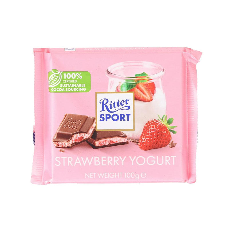 RITTER SPORT Milk Chocolate with Strawberry Yogurt Cream  (100g)