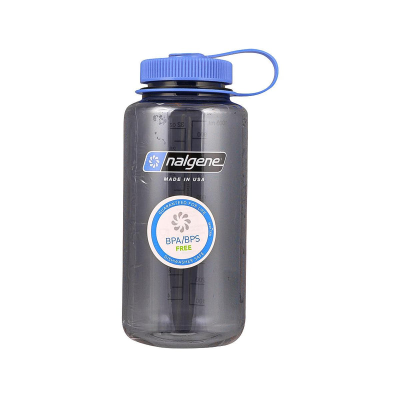 NALGENE Sustain Tritan Wide Mouth Water Bottle 32oz with Loop-Top Closure - Gray/Blue