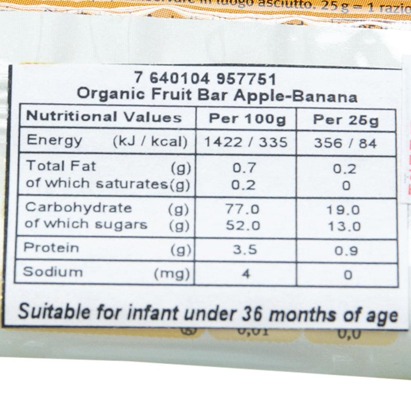 HOLLE Organic Fruit Bar - Apple & Banana  (25g)