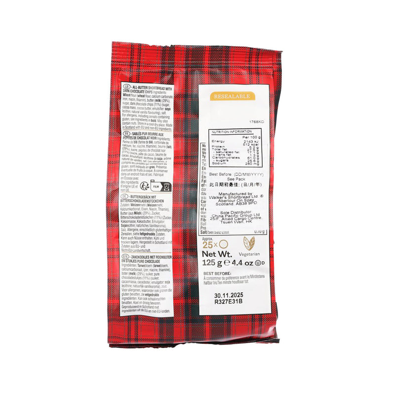 WALKERS Mini Chocolate Chip Shortbread  (125g)
