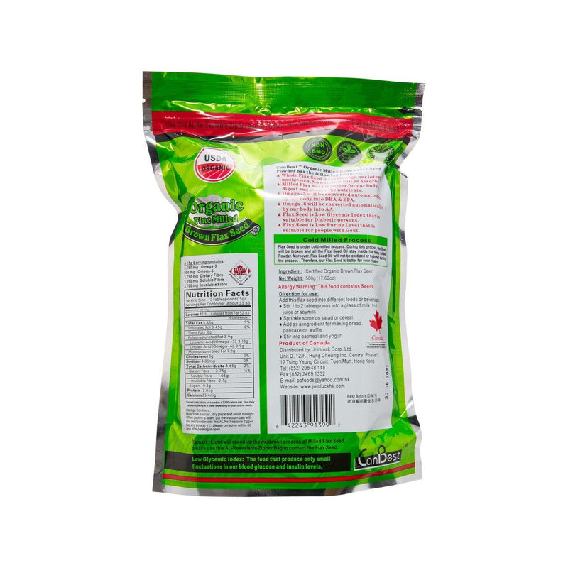 CANBEST Organic Fine Milled Brown Flax Seed  (500g)
