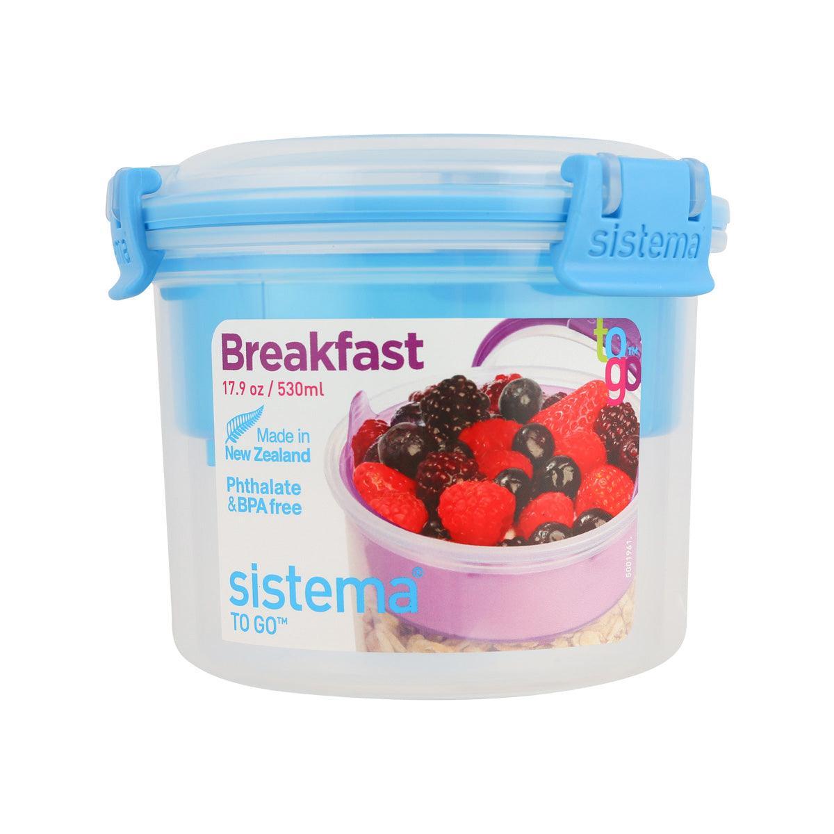Breakfast Container To Go SISTEMA Breakfast TO GO Clear Containers with Color Clips 530mL - Asso ...