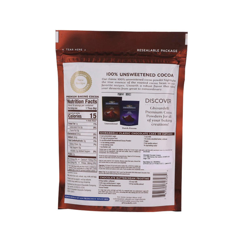 GHIRARDELLI 100% Unsweetened Cocoa Powder  (227g)