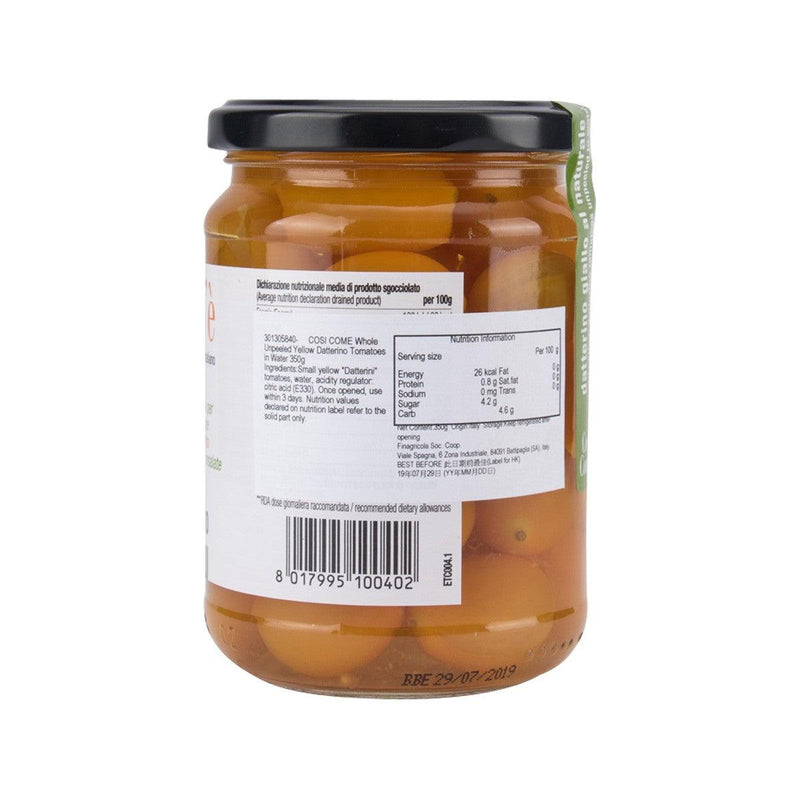 COSI COME Whole Unpeeled Yellow Datterino Tomatoes in Water  (350g)