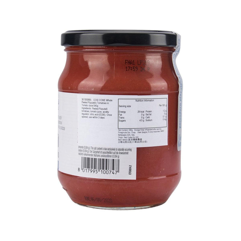 COSI COME Peeled Whole Pizzutello Tomatoes in Tomato Juice  (540g)