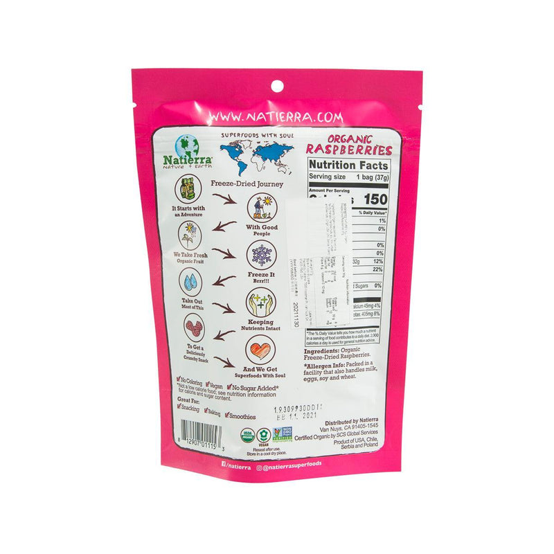 NATIERRA Organic Freeze-Dried Raspberries  (37g)