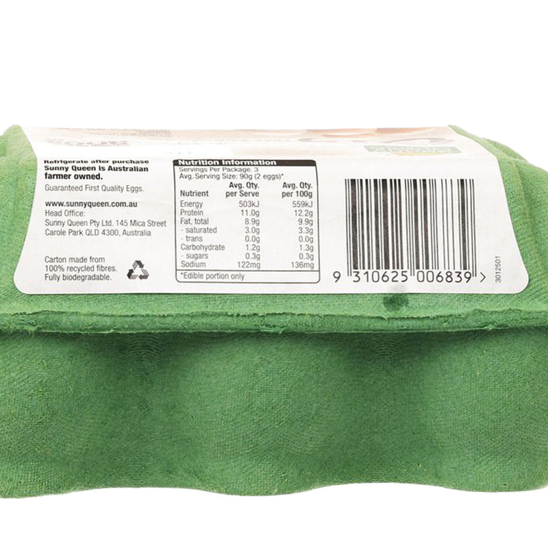 SUNNY QUEEN Organic Free Range Egg - Large  (6pcs)