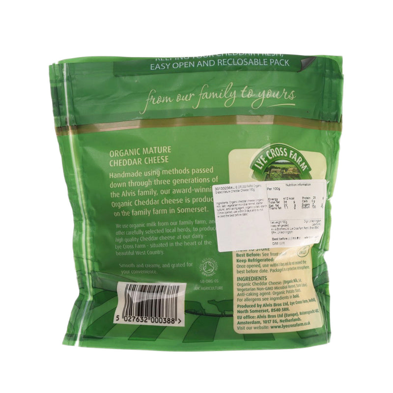 LYE CROSS FARM Organic Grated Mature Cheddar Cheese  (180g)