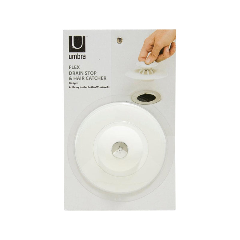 UMBRA Flex Drain Stop & Hair Catcher - White - city&
