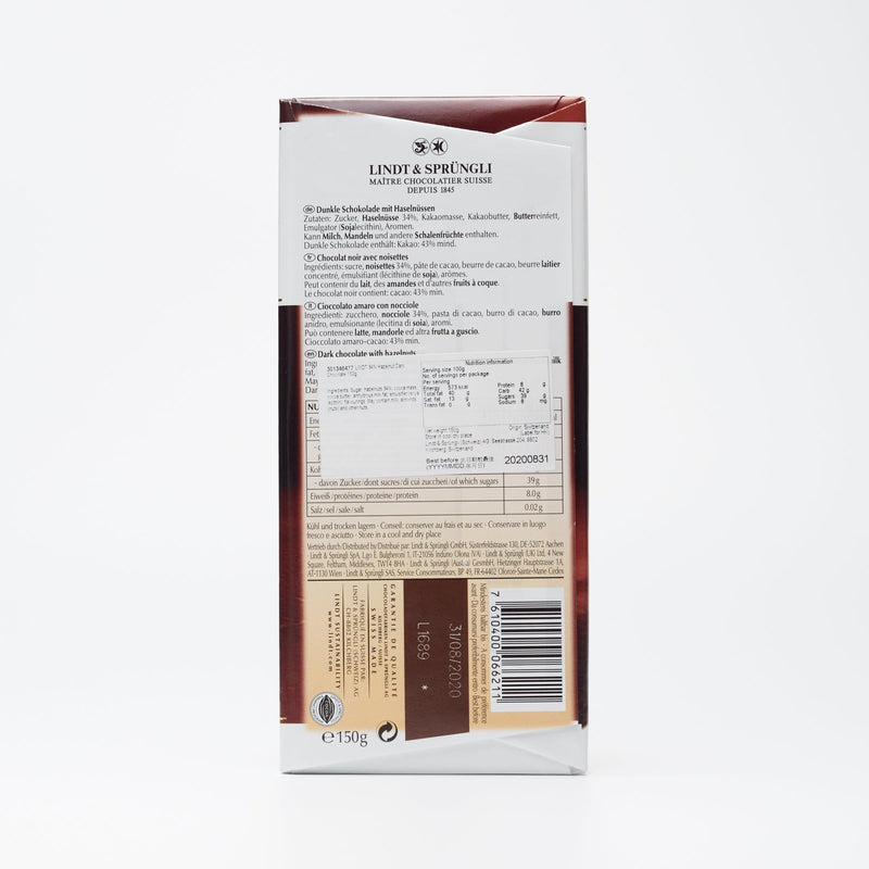 LINDT 34% Hazelnut Dark Chocolate (150g)
