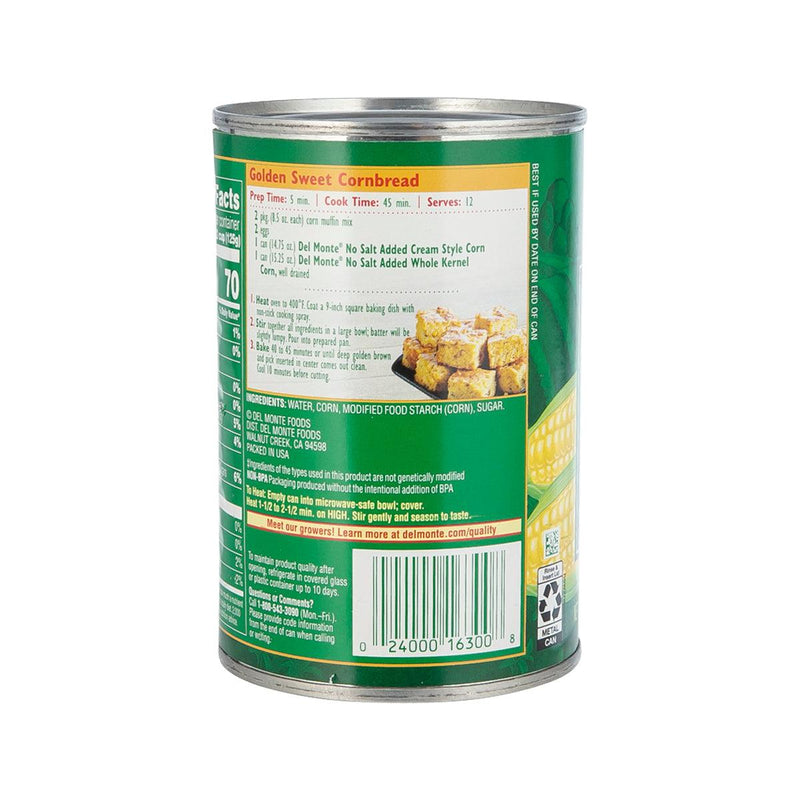 DEL MONTE Sweet Corn Cream Style - No Salt Added  (418g)