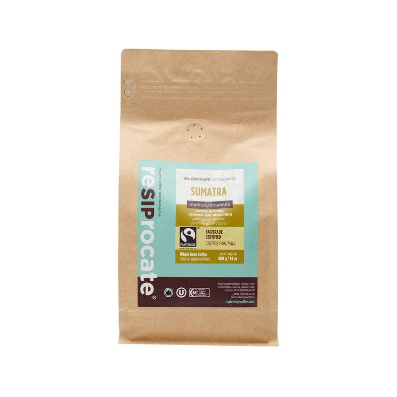 RESIPROCATE Organic Sumatra Arabica Whole Coffee Bean  (400g)