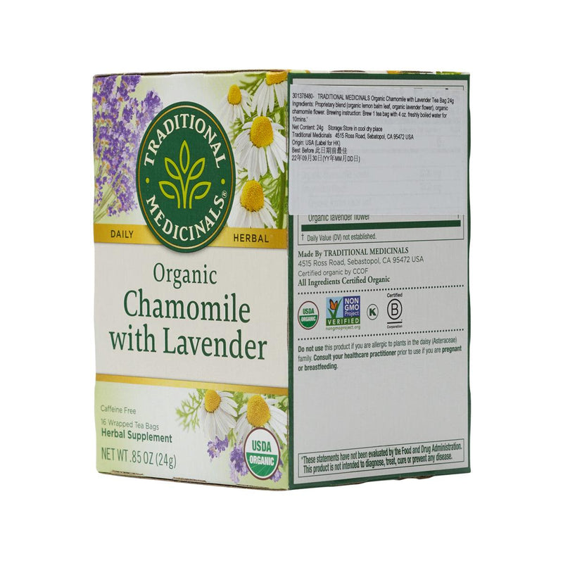 TRADITIONAL MEDICINALS Organic Chamomile & Lavender Tea Bags  (24g) - city&