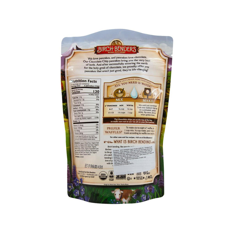 BIRCH BENDERS Organic Pancake & Waffle Mix - Chocolate Chip  (454g)