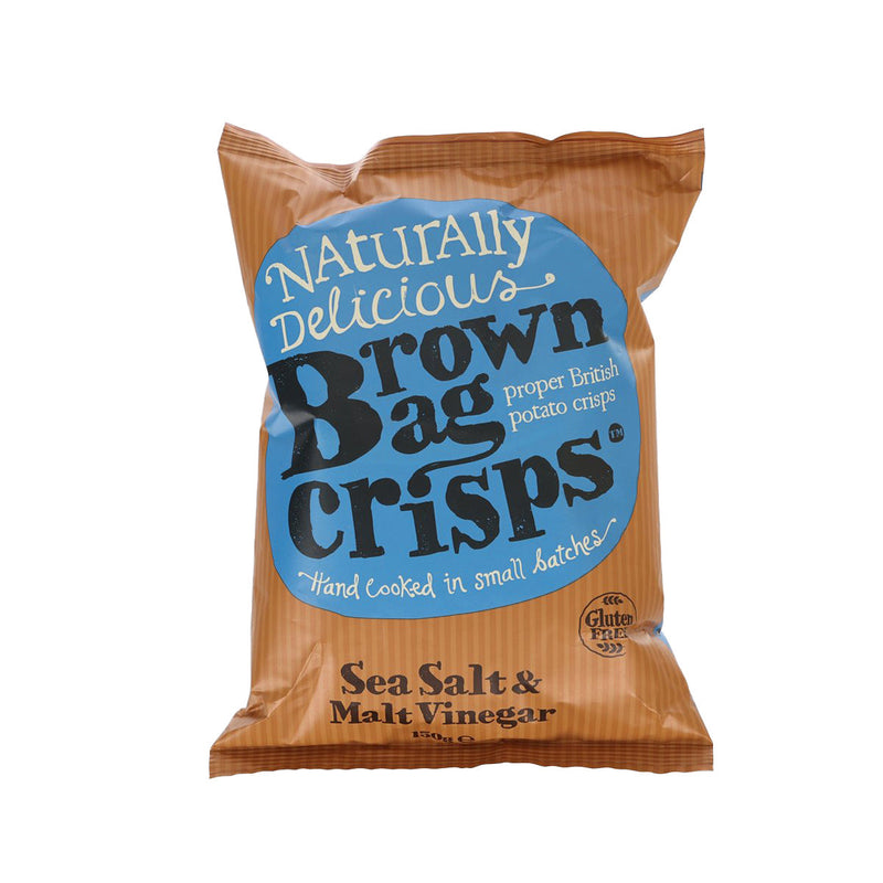 BROWN BAG CRISPS Sea Salt & Malt Vinegar Hand-Cooked Potato Crisps  (150g)