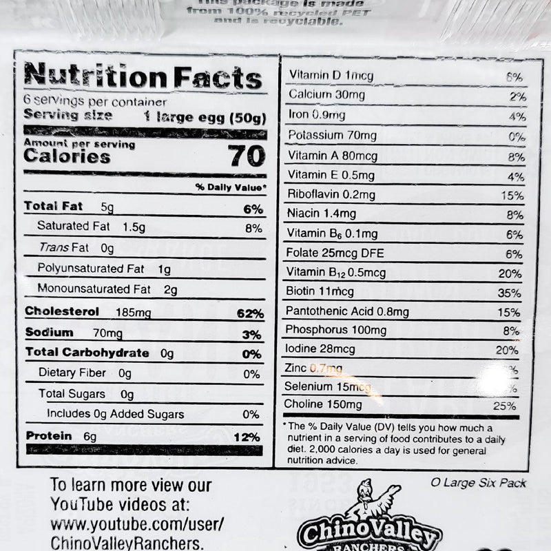 CHINO VALLEY Organic Free Range Eggs - Large  (6pcs)