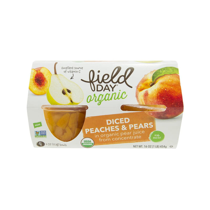 FIELD DAY Organic Diced Peaches & Pears in Fruit Juice  (4 x 113g)