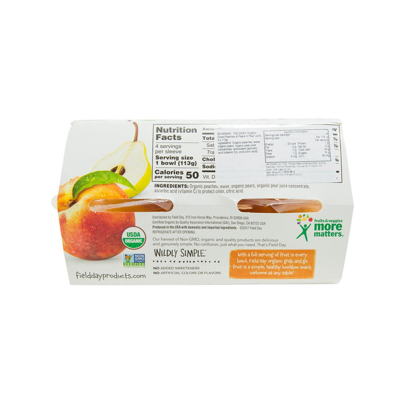 FIELD DAY Organic Diced Peaches & Pears in Fruit Juice  (4 x 113g)