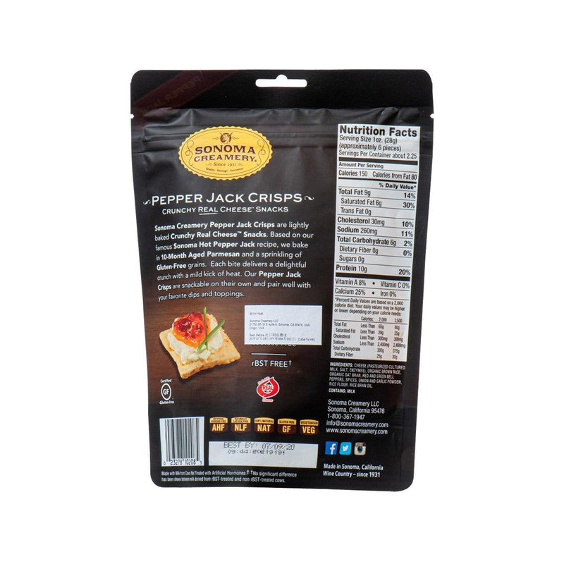 SONOMA CREAMERY Pepper Jack Cheese Crisps  (64g)