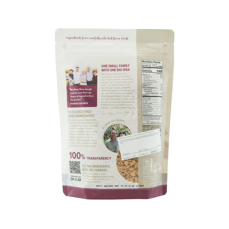 ONE DEGREE Organic Gluten Free Sprouted Cinnamon Flax Granola  (312g)