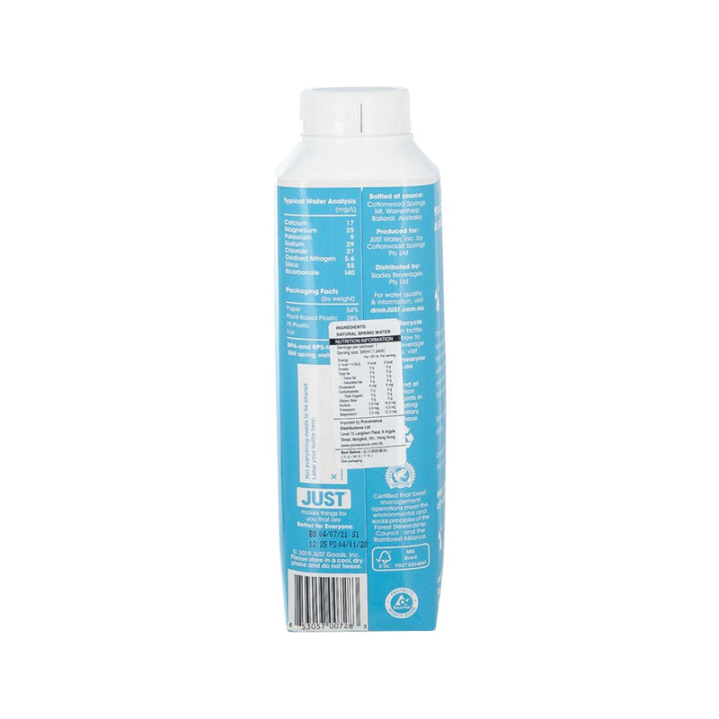 JUST WATER 100% Spring Water [Paper Based Bottle]  (500mL)