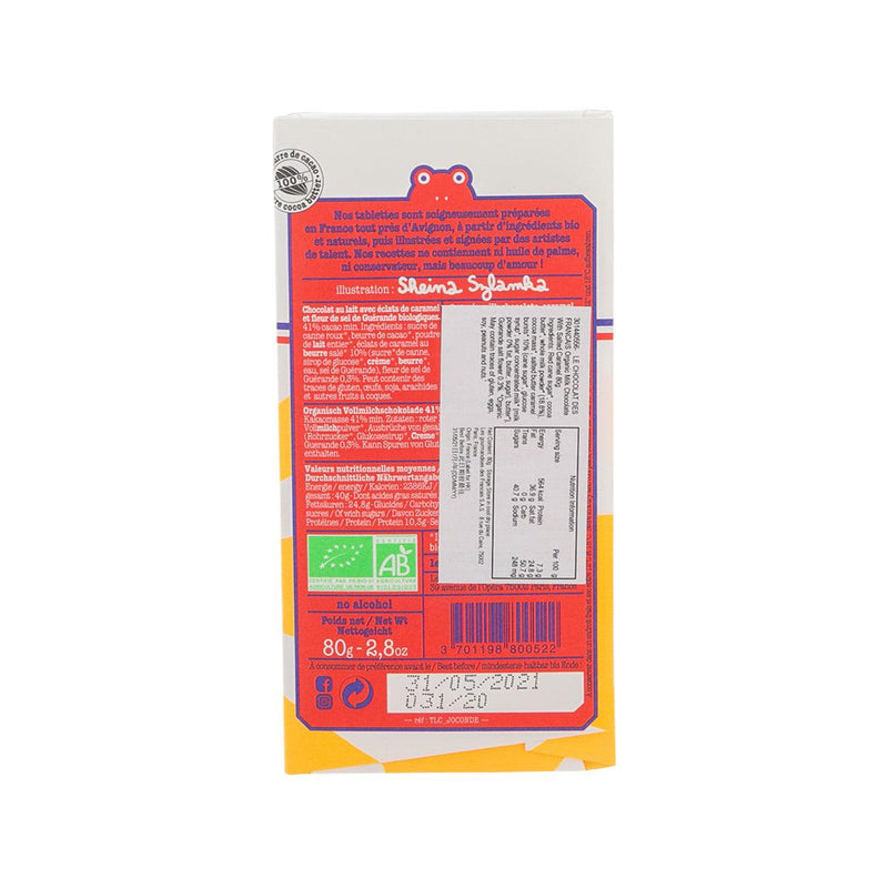 LE CHOCOLAT DES FRANCAIS Joconde - Organic Milk Chocolate with Salted Caramel  (80g)