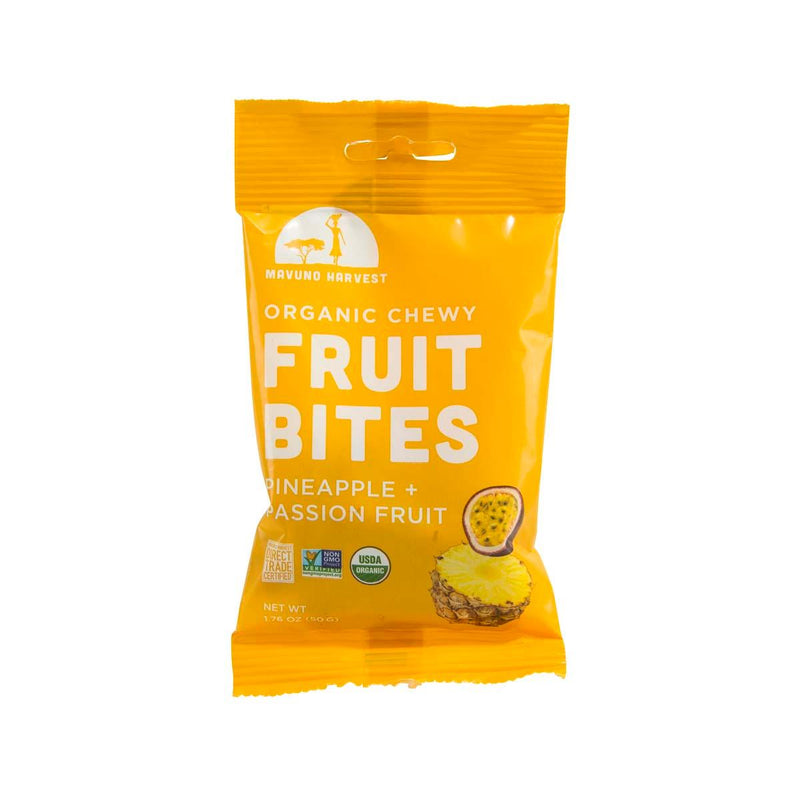 MAVUNO HARVEST Organic Chewy Fruit Bites - Pineapple + Passion Fruit  (55g)