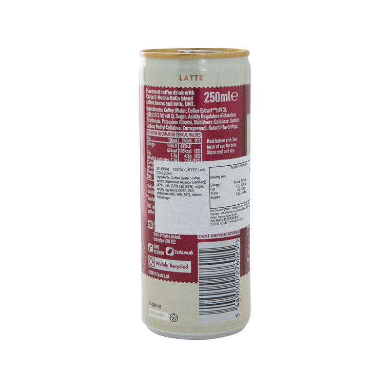 COSTA COFFEE Latte - Coffee Drink with Milk [Can]  (250mL)