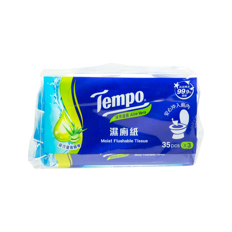 TEMPO Moist Flushable Tissue (Aloe Vera)  (3 x 35pcs) - city&