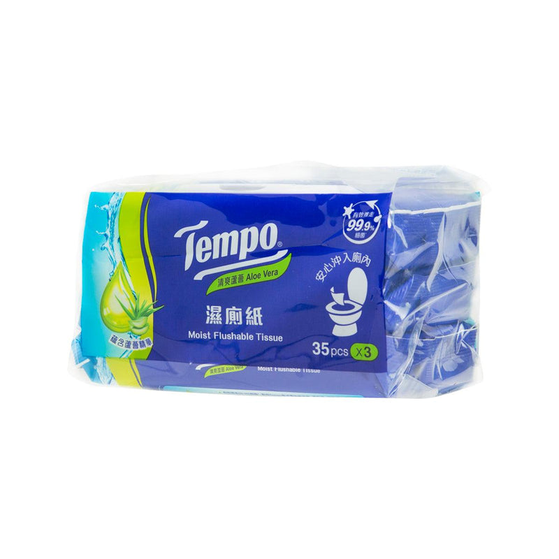 TEMPO Moist Flushable Tissue (Aloe Vera)  (3 x 35pcs) - city&