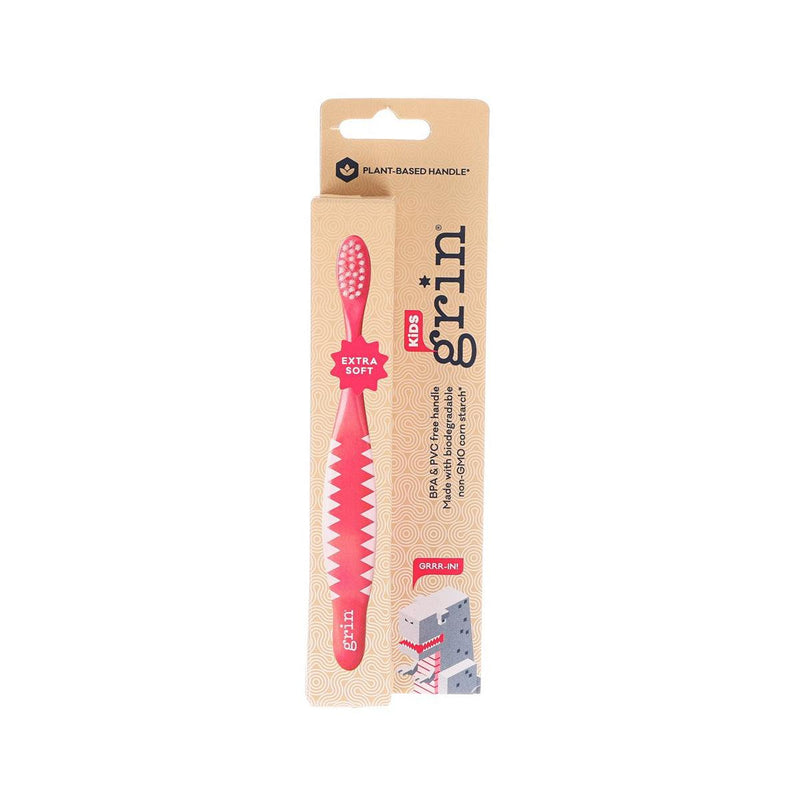 GRIN Kids Extra Soft Biodegradable Toothbrush - Pink