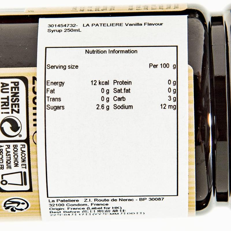 LA PATELIERE Vanilla Flavour Syrup  (250mL)