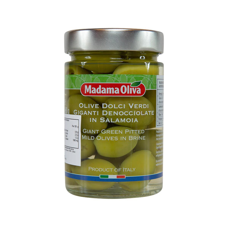 MADAMA OLIVA Giant Green Pitted Mild Olives in Brine  (300g)