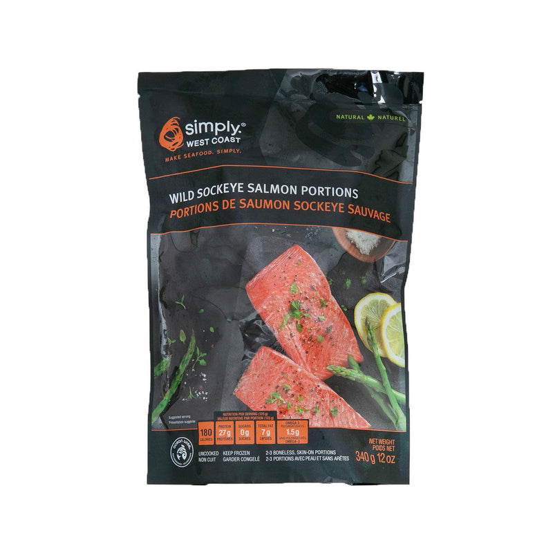 SIMPLY WEST COAST Canadian Frozen Wild Sockeye Salmon Fillets  (340g)