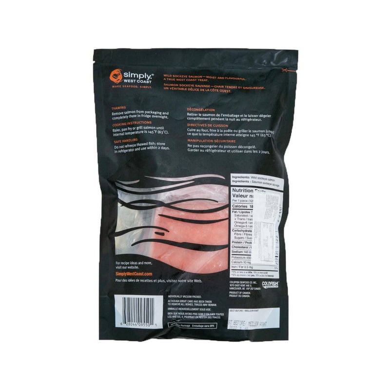 SIMPLY WEST COAST Canadian Frozen Wild Sockeye Salmon Fillets  (340g)