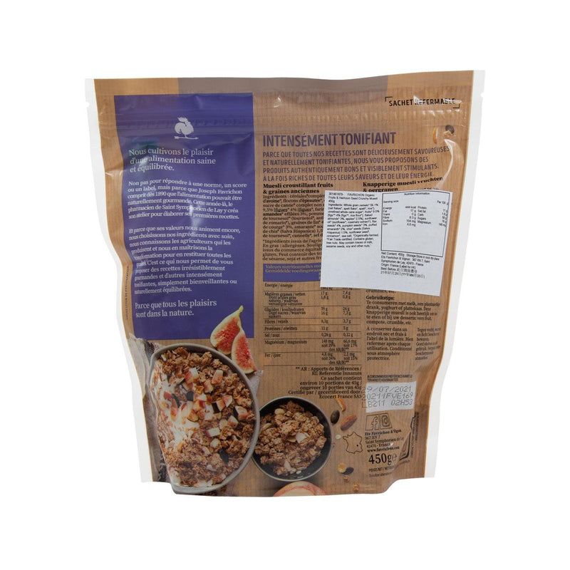 FAVRICHON Organic Fruits & Heirloom Seed Crunchy Muesli  (450g)