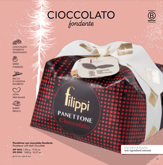 FILIPPI Panettone with Dark Chocolate  (500g)