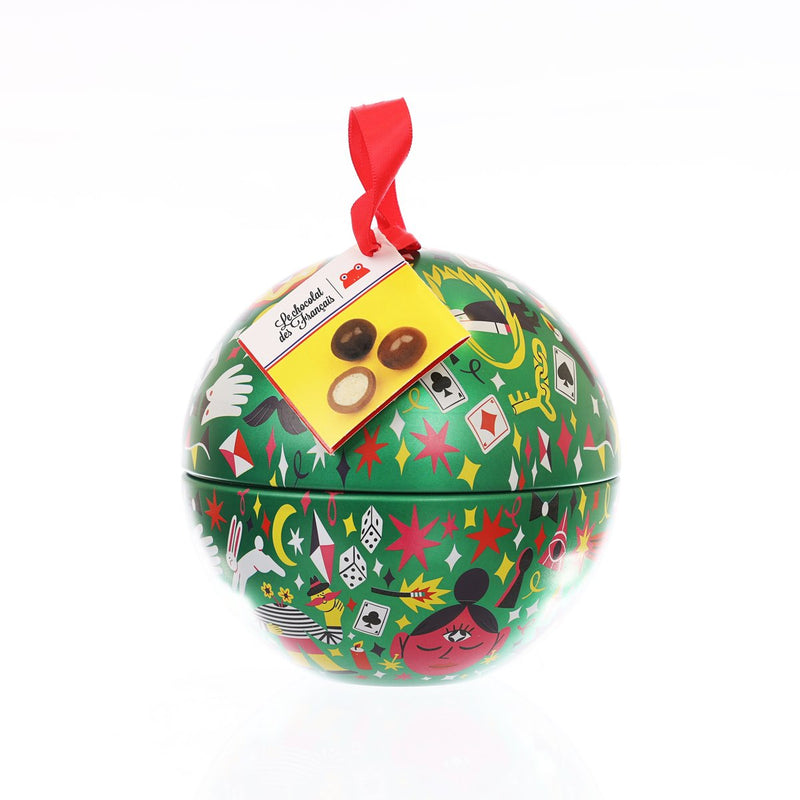 LE CHOCOLAT DES FRANCAIS Xmas Tin Ball with Chocolate Covered Crispy Cereals  (120g)