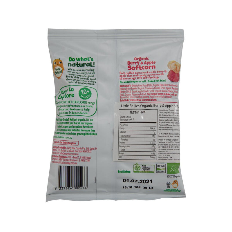 LITTLE BELLIES Organic Berry & Apple Softcorn  (8g)