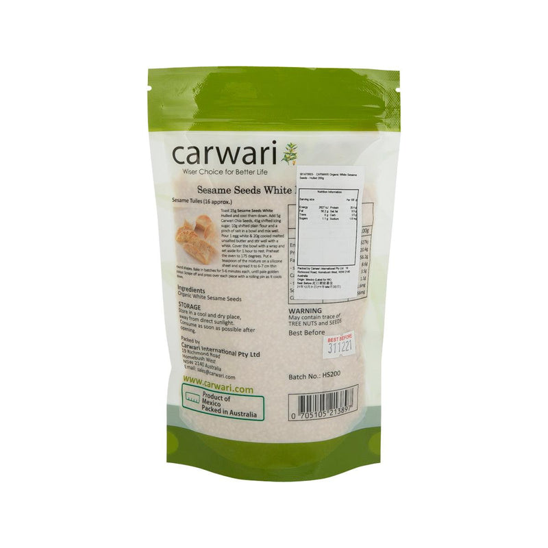 CARWARI Organic White Sesame Seeds - Hulled  (200g)