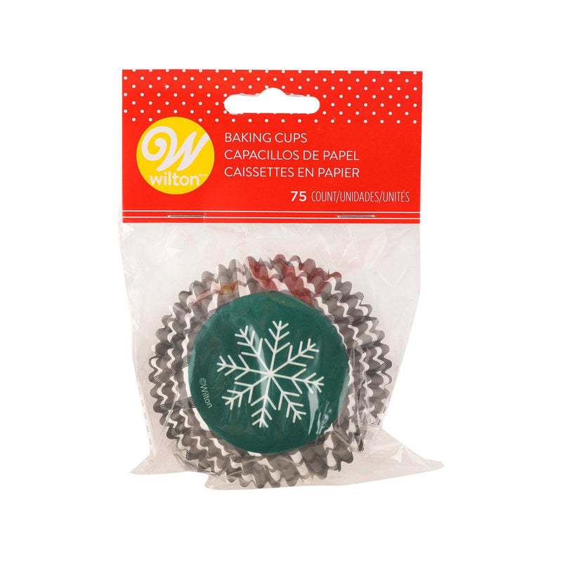 WILTON Xmas Standard Baking Cups - Snowflake  (75pcs) - city&