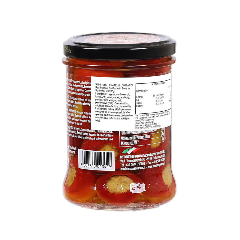 FRATELLI LOMBARDI Red Peppers Stuffed with Tuna in Sunflower Oil  (280g)